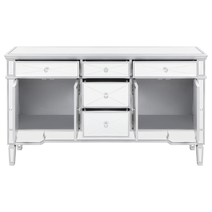 Duchess - 5-Drawer Mirrored Storage Accent Cabinet - Silver