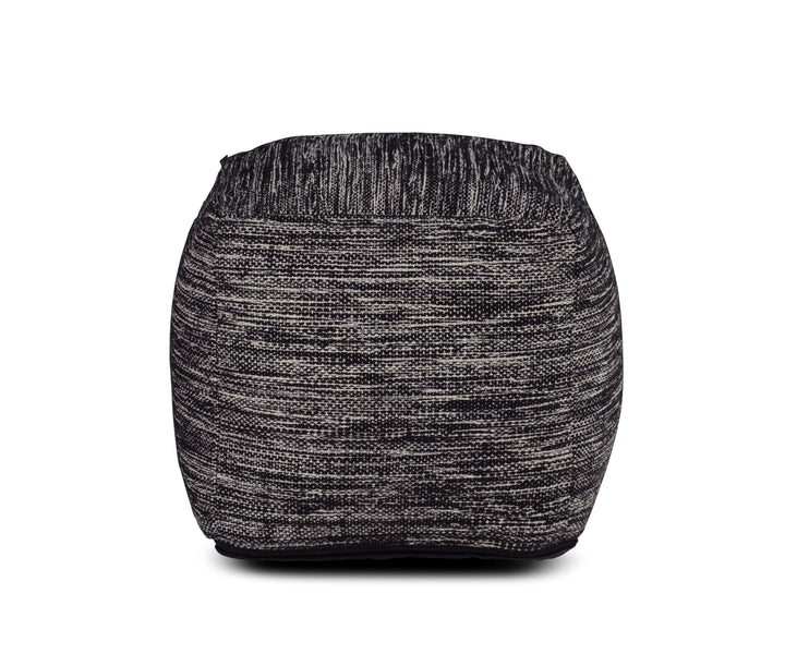 Omari - Square Handwoven Woolen Pouf - Black