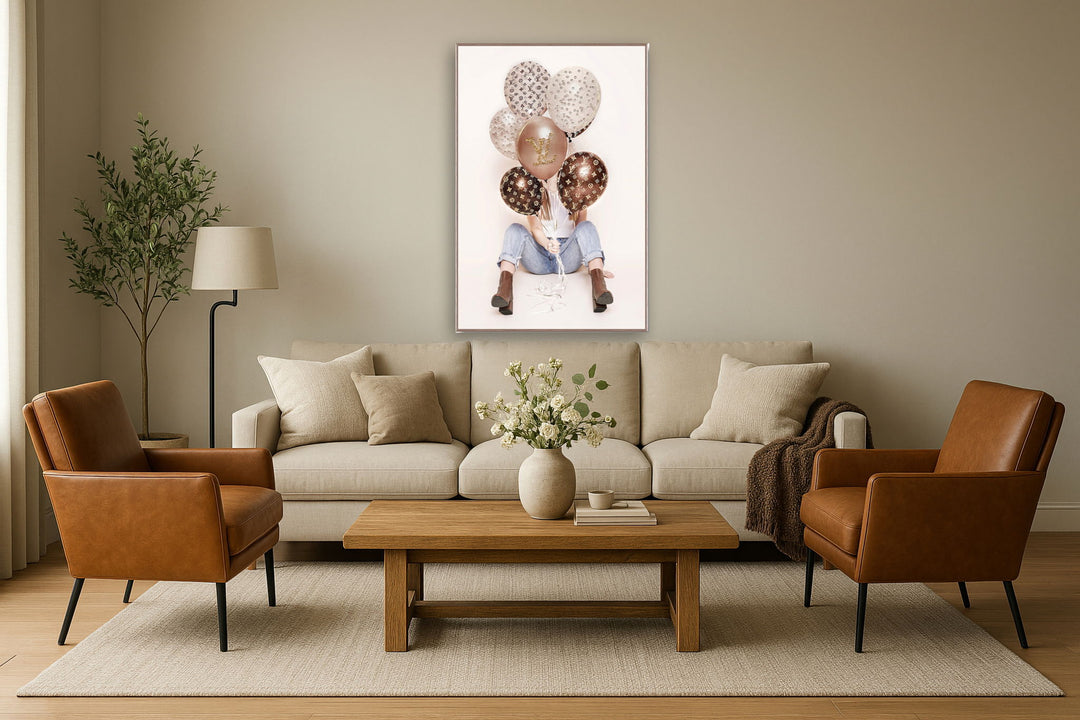 Rose Metallic Balloons - 32" x 47" Framed Wall Art