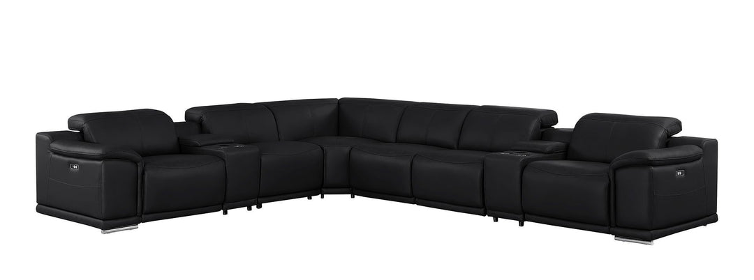 2679 - 8-Piece L-Shaped Power Reclining Sectional In Genuine Leather (4 Recliners)