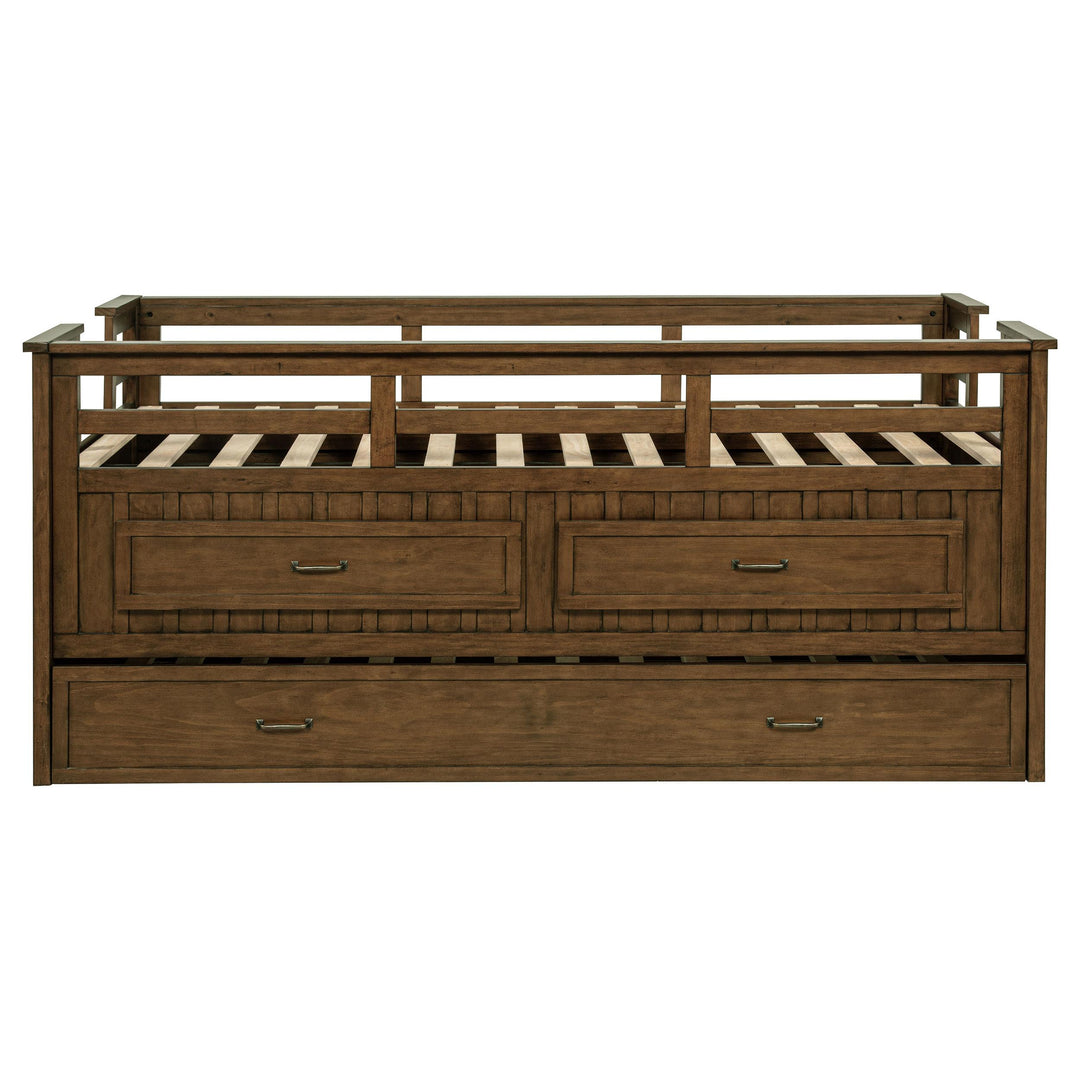 Carlsbad Wood Twin Captains Bed With Trundle Medium Brown