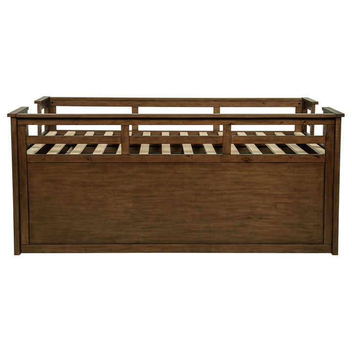 Carlsbad Wood Twin Captains Bed With Trundle Medium Brown