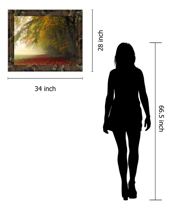 Golden Woodland Veil - 28" x 34" Framed Wall Art