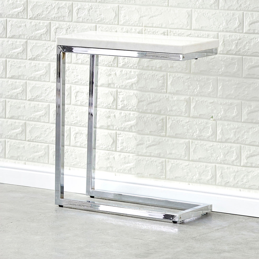 Echo - Marble Top Chairside Table - White