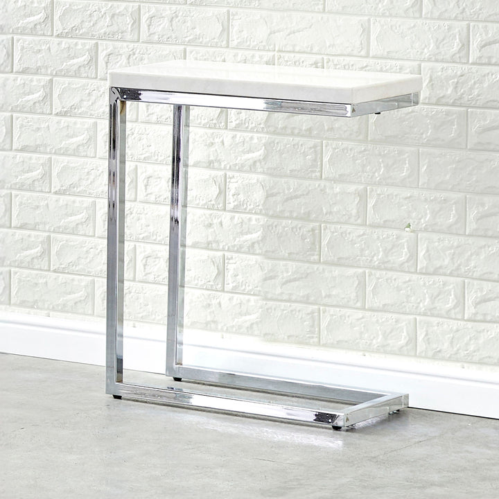 Echo - Marble Top Chairside Table - White