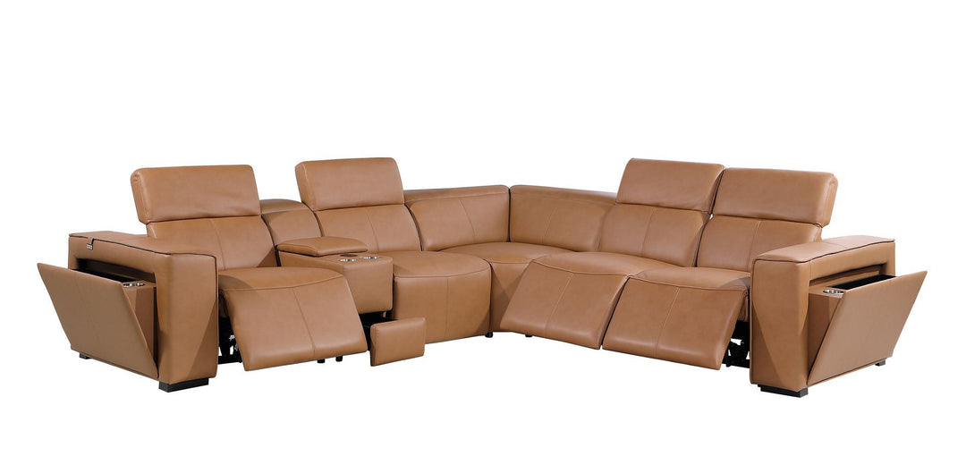 1224 - 6-Piece L-Shaped Sectional Sofa In With 3 Power Recliners &amp; Power Headrests