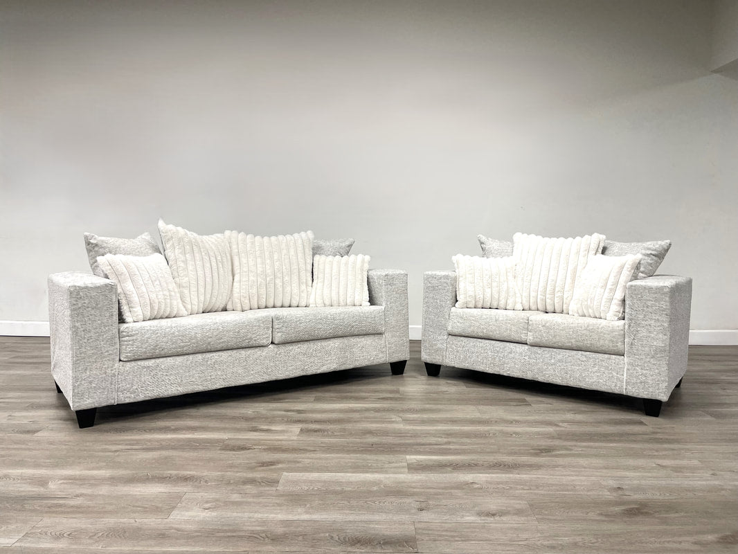 410-2PC-CREAM Sofa and Loveseat Set