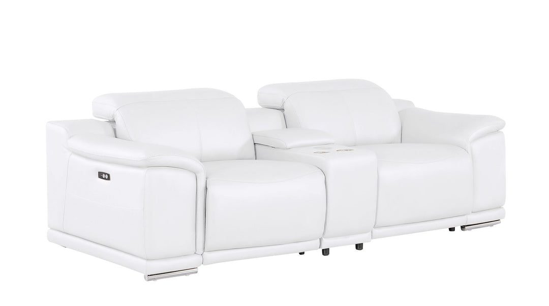 2679 - Genuine Leather Console Loveseat With Dual Power Recliners