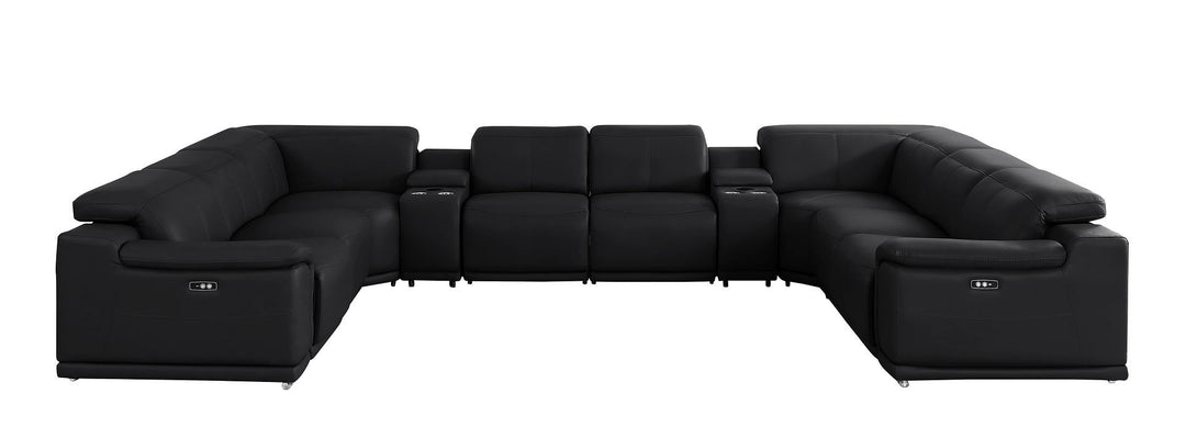 2679 - 10-Piece U-Shaped Power Reclining Sectional In Genuine Leather (4 Recliners) - Dark Gray