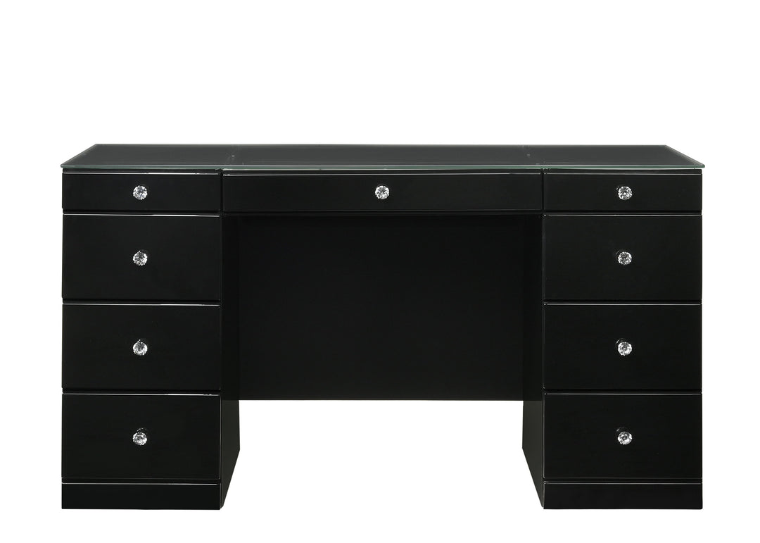 Avery - Vanity Desk With Glass Top And LED Mirroк