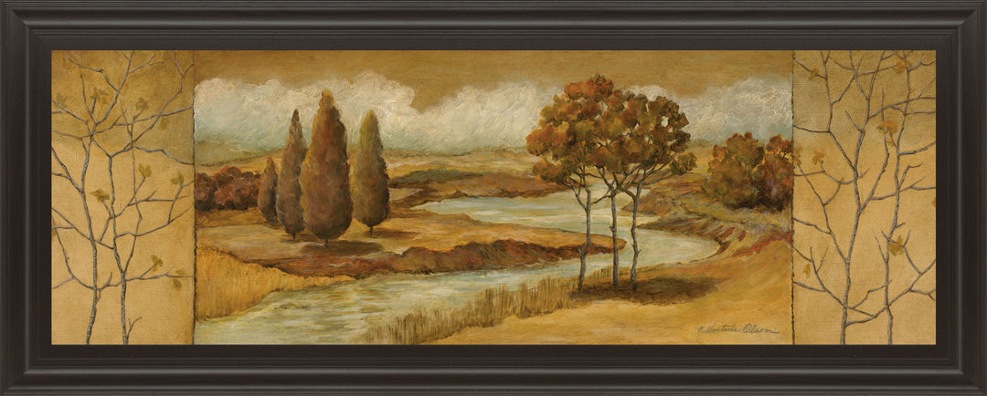 River Scene I - Framed Print Wall Art - Dark Brown