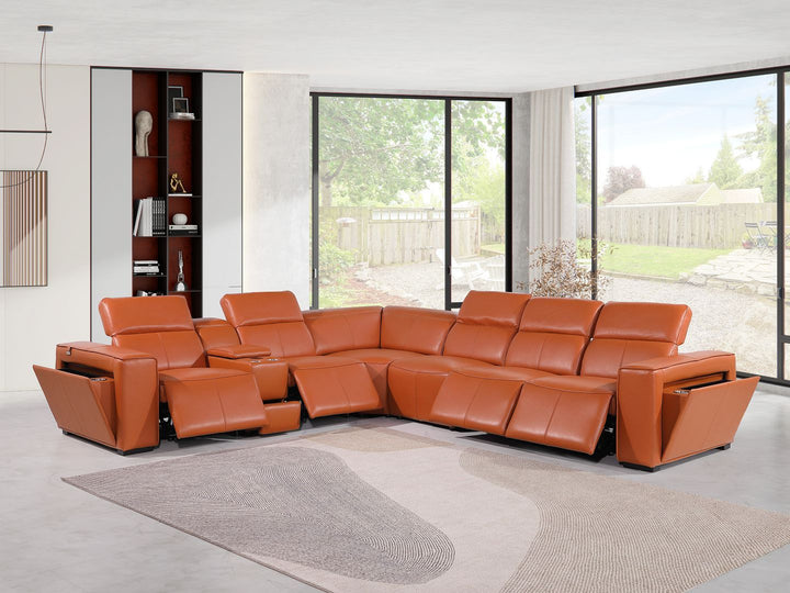 1224 - 7-Piece L-Shaped Sectional Sofa In With 4 Power Recliners &amp; Power Headrests