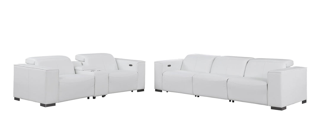 1208 - Leather Reclining Set (Sofa &amp; Loveseat With 5 Power Recliners)