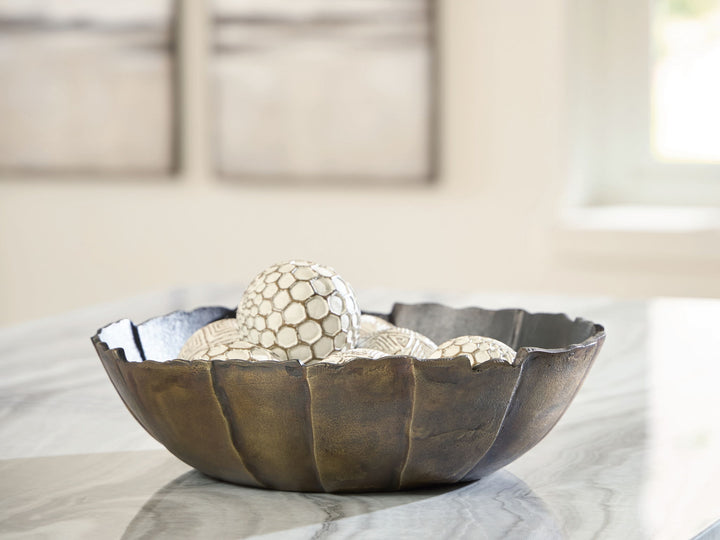 Aidman - Bowl - Black / Antique Gold Finish