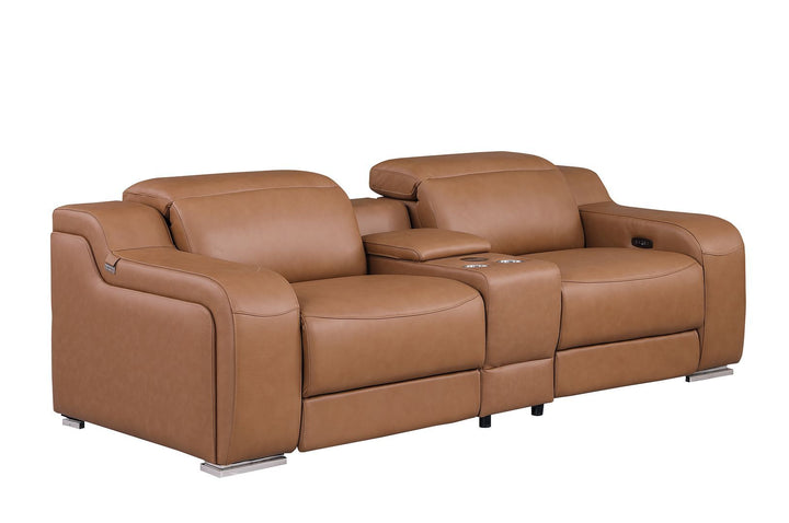 1116 - 3-Piece Modular Power Reclining Console Loveseat In With 2 Power Recliners &amp; Power Headrests