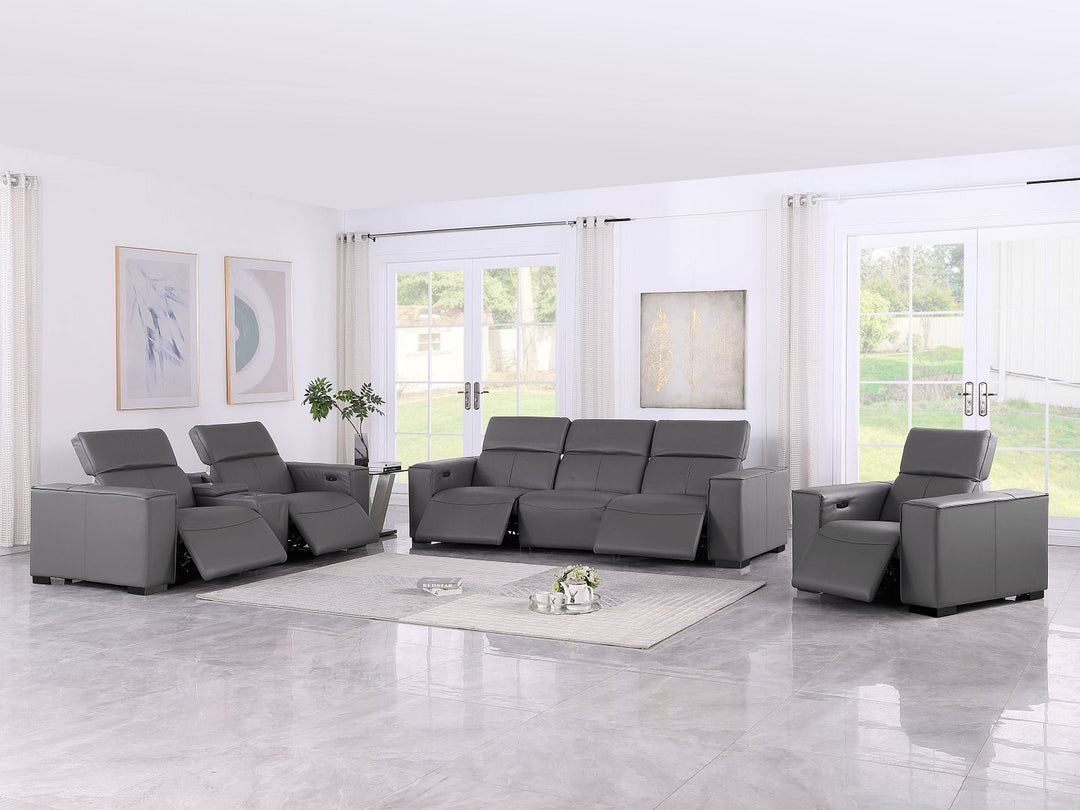 1208 - Modular Leather Set With 5 Power Recliners &amp; Power Headrests