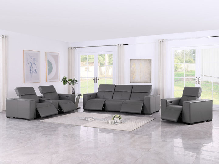 1208 - Modular Leather Set With 5 Power Recliners &amp; Power Headrests