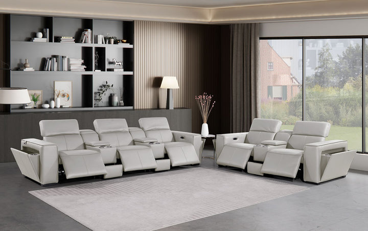 1224 - 8-Piece Modular Power Reclining Sofa &amp; Loveseat Set In With 5 Power Recliners &amp; Power Headrests
