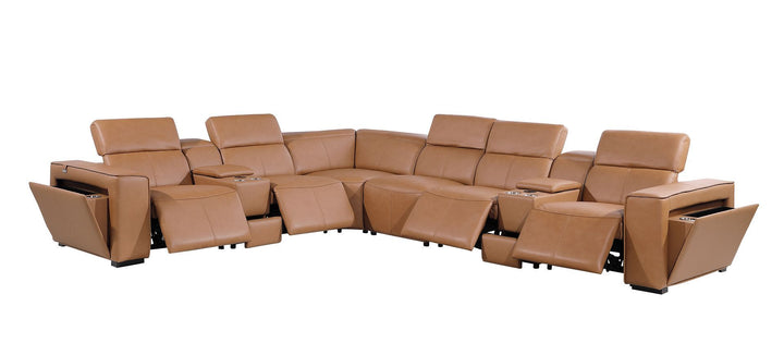 1224 - 8-Piece L-Shaped Sectional Sofa In With 4 Power Recliners &amp; Power Headrests