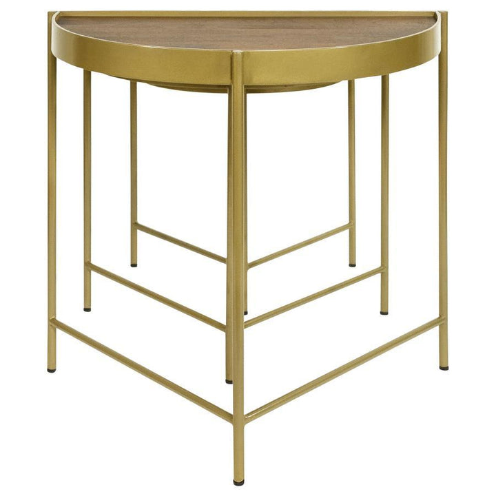 Tristen - 3 Piece Demilune Nesting Table - Brown And Gold