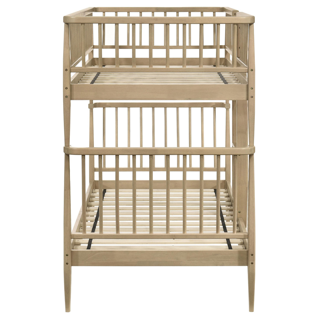 Abram Windsor Twin Over Twin Wood Bunk Bed with Ladder Almond