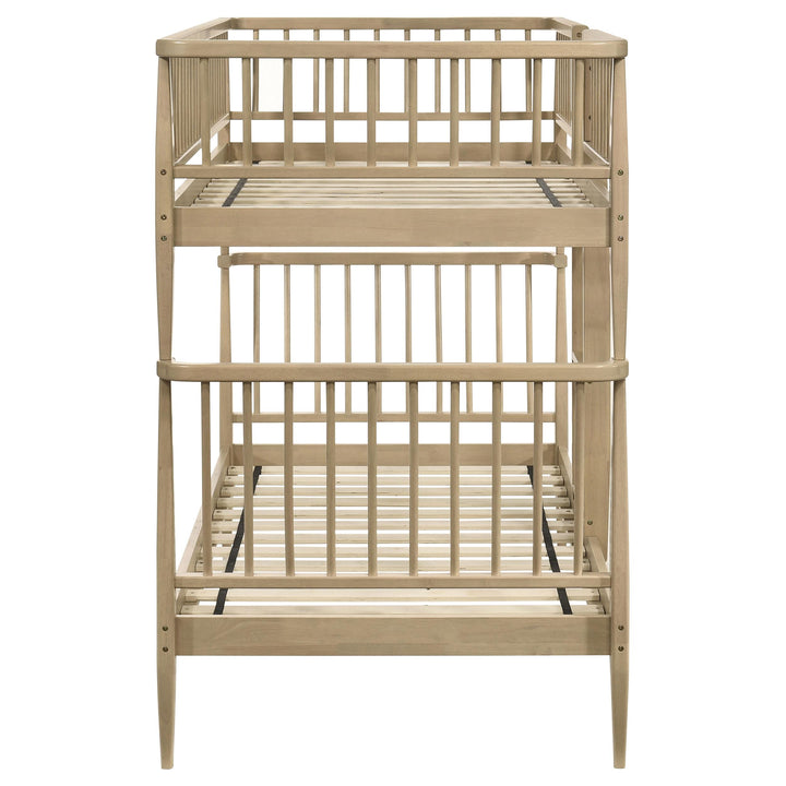 Abram Windsor Twin Over Twin Wood Bunk Bed with Ladder Almond