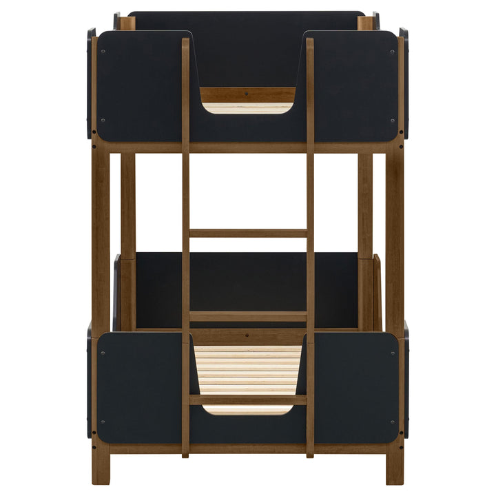 Morris Twin Over Twin Wood Bunk Bed Black and Walnut