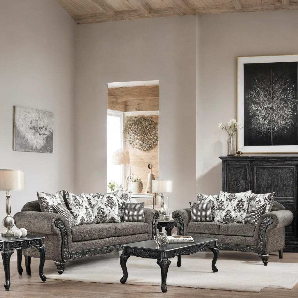 6420 Charcoal Sofa and Loveseat Set