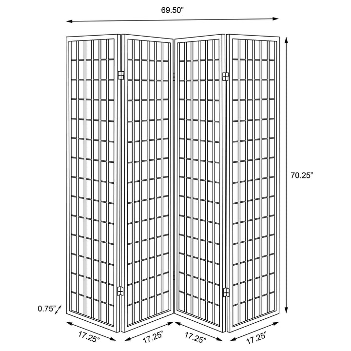 Roberto 4-Panel Room Divider Folding Shoji Screen Black