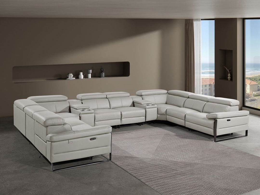 1246 - 10-Piece U-Shaped Modular Power Reclining Sectional With 4 Power Recliners And Power Headrests