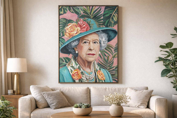 Tropical Icon II Hand-Embellished Canvas In Frame - Pink / Green