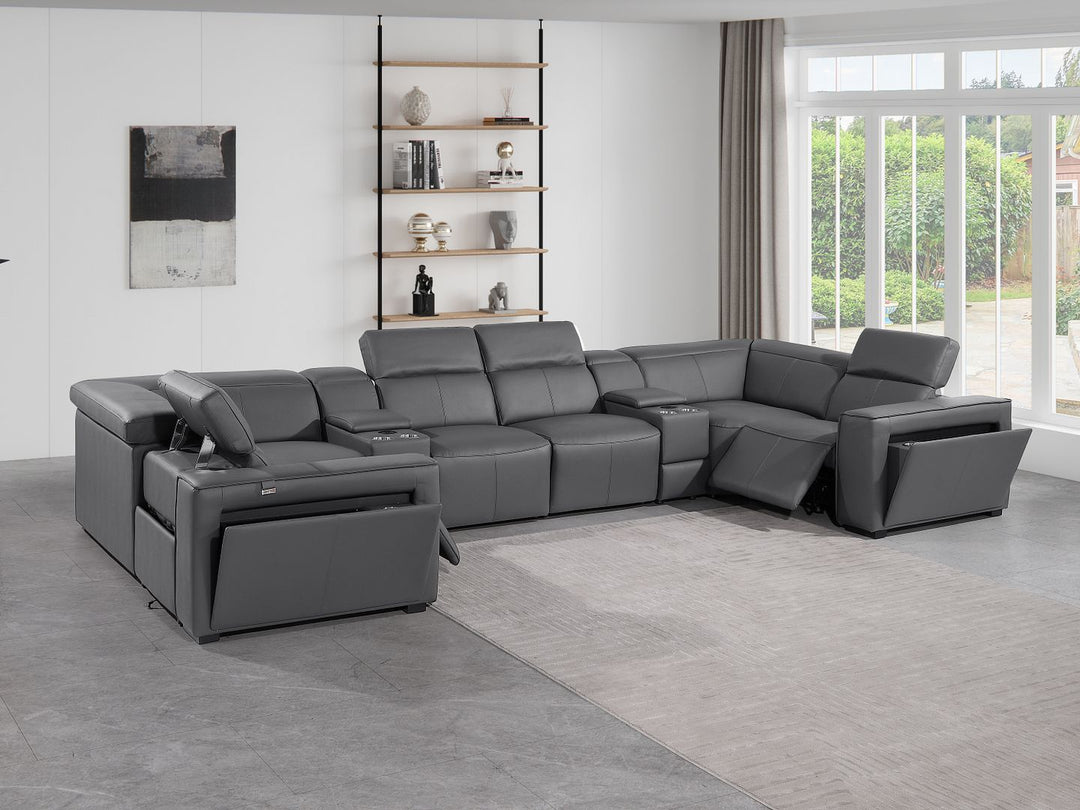 1224 - 8-Piece U-Shaped Sectional Sofa In With 2 Power Recliners &amp; Power Headrests