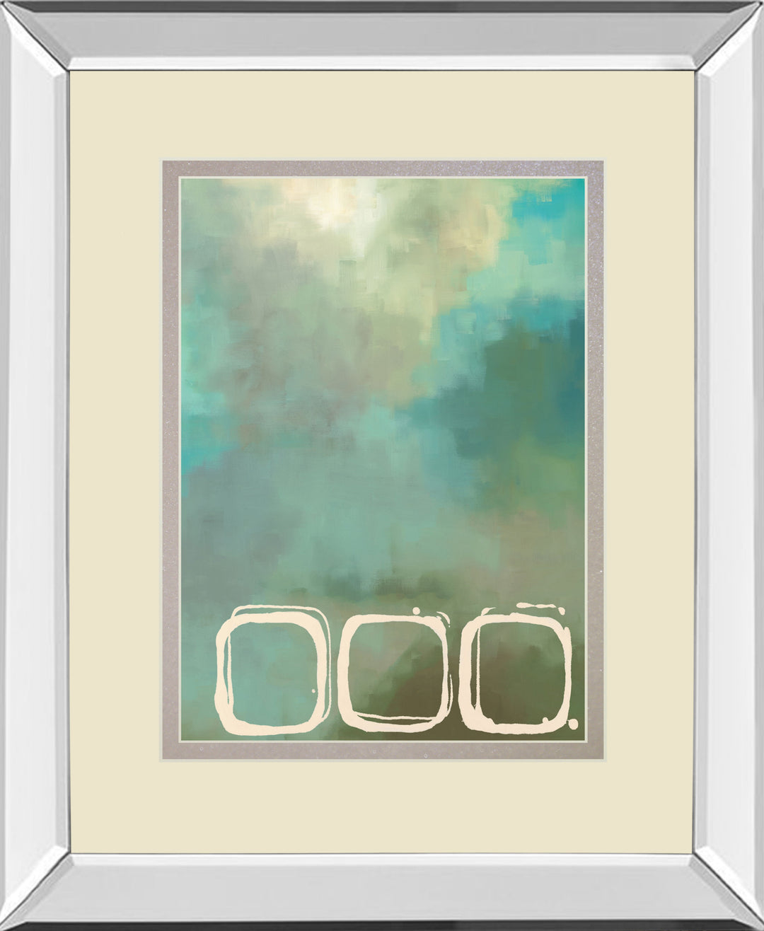 Retro In Aqua And Khaki Il By Laurie Maitland - Mirror Framed Print Wall Art - Blue