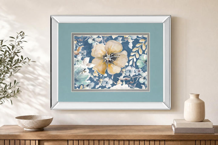 Indigo Beautiful I Mirror Framed By PatriciaPinto - Light Blue