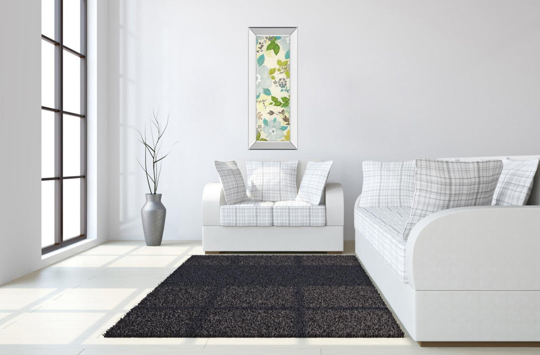 Fragrant Garden Il By Tava Studios - Mirror Framed Print Wall Art - Blue