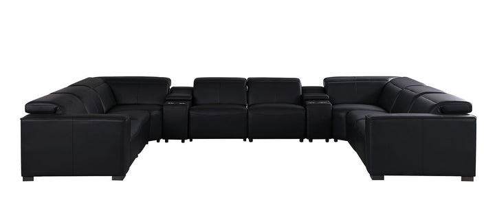 1208 - 10 Piece U Shaped Leather Sectional With 4 Power Recliners &amp; Power Headrest