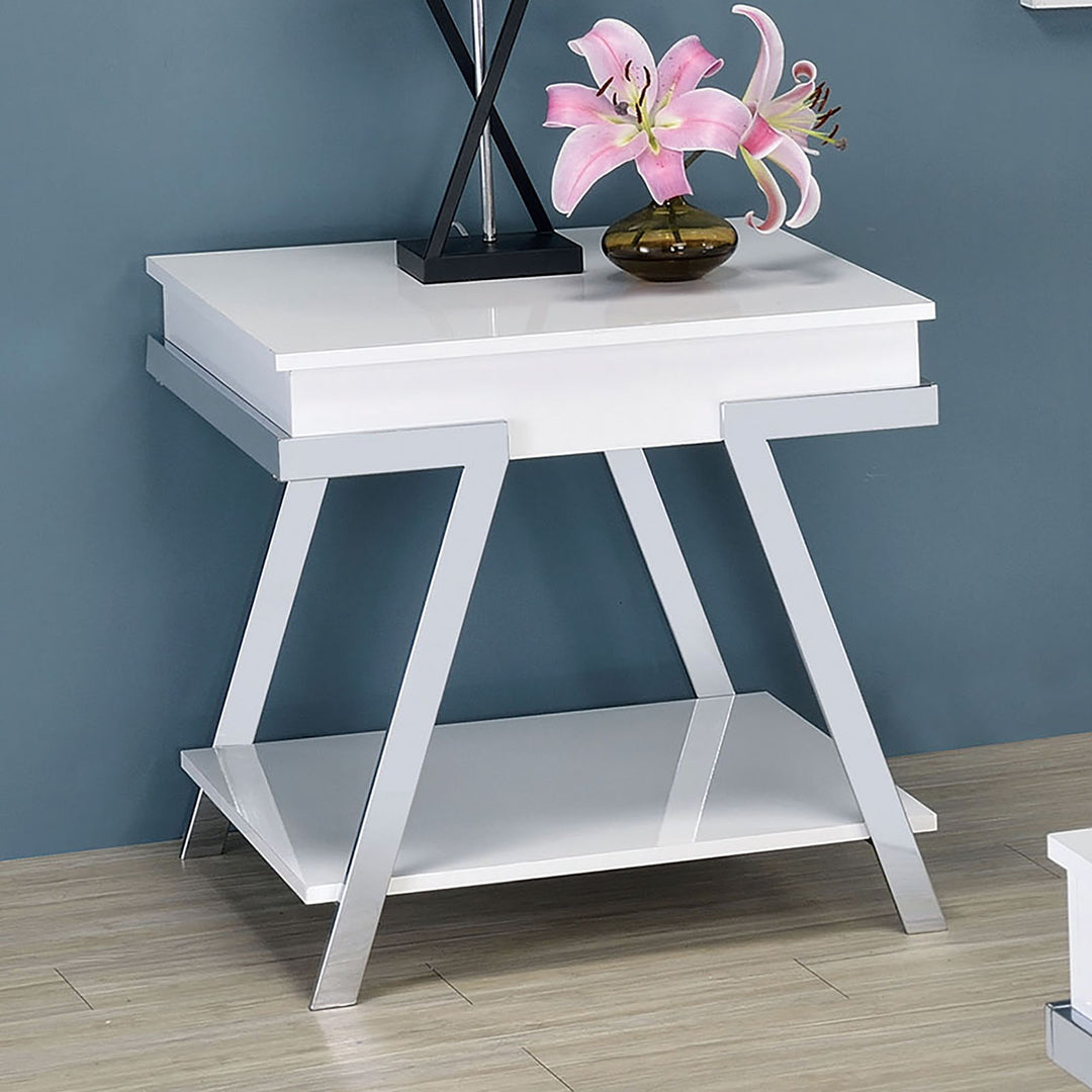 Titus - End Table - White / Chrome