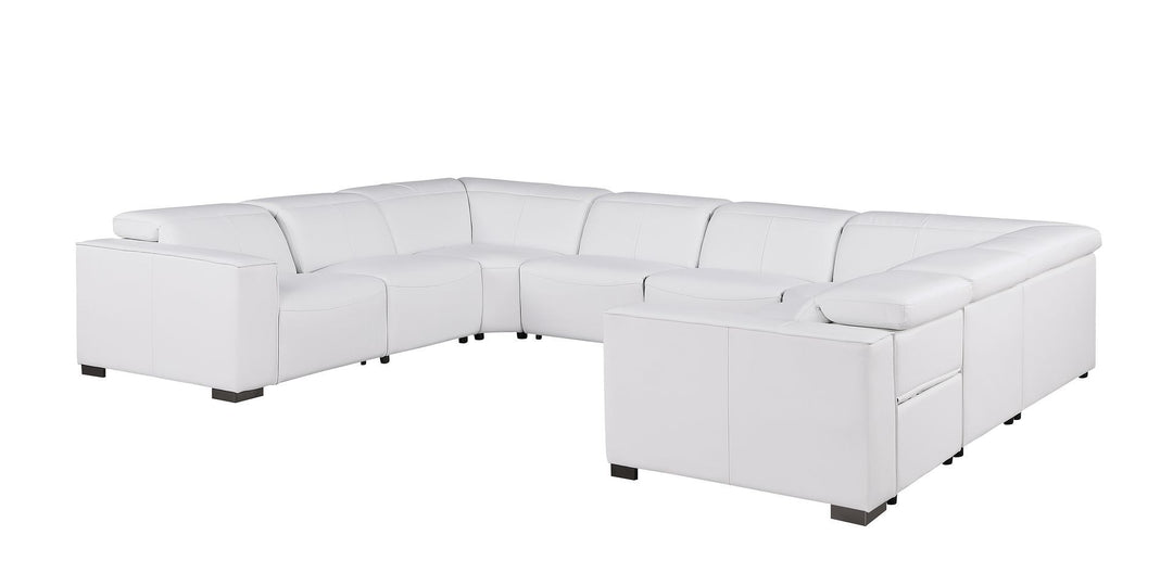 1208 - 8 Piece U Shaped Leather Sectional With 4 Power Recliners &amp; Power Headrests