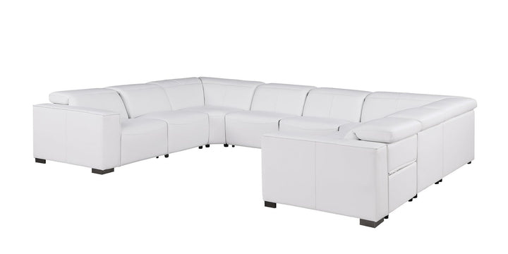 1208 - 8 Piece U Shaped Leather Sectional With 4 Power Recliners &amp; Power Headrests
