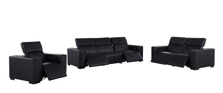 1208 - Leather Reclining Set (Sofa, Loveseat &amp; Chair With 5 Power Recliners)