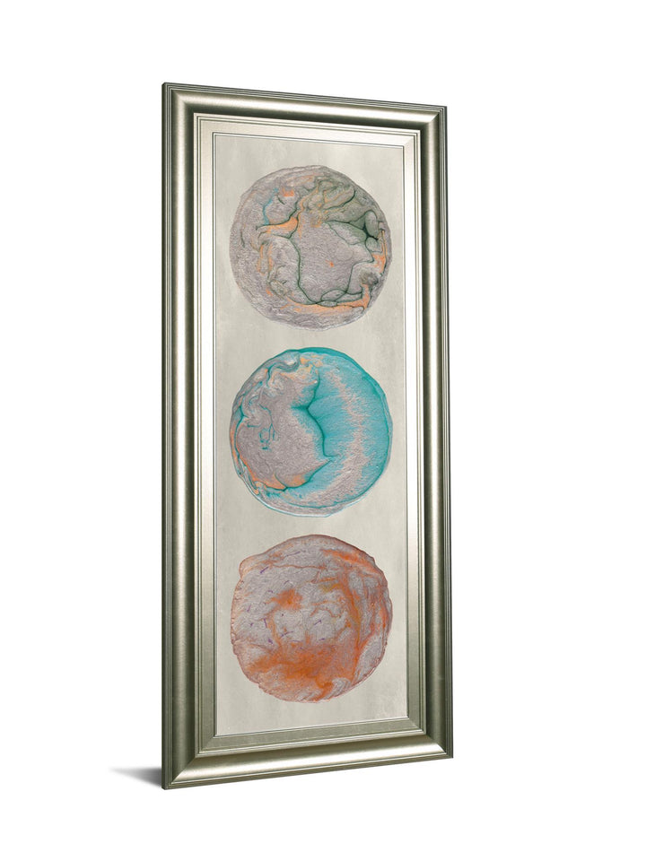 Planet Trio Il By Alicia Ludwig - Framed Print Wall Art - Blue