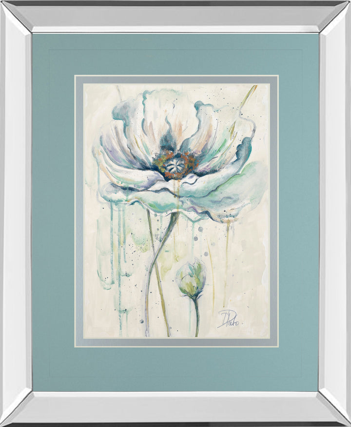 Fresh Poppies Il By Patricia Pinto - Mirror Framed Print Wall Art - Blue