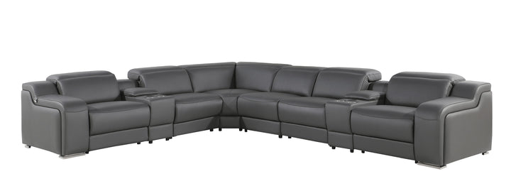 1116 - Power Reclining Italian Leather Sectional