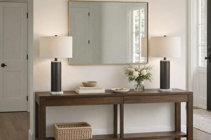 Slate Stone Metal &amp; Jade Table Lamp (Set of 2) - Gray Slate