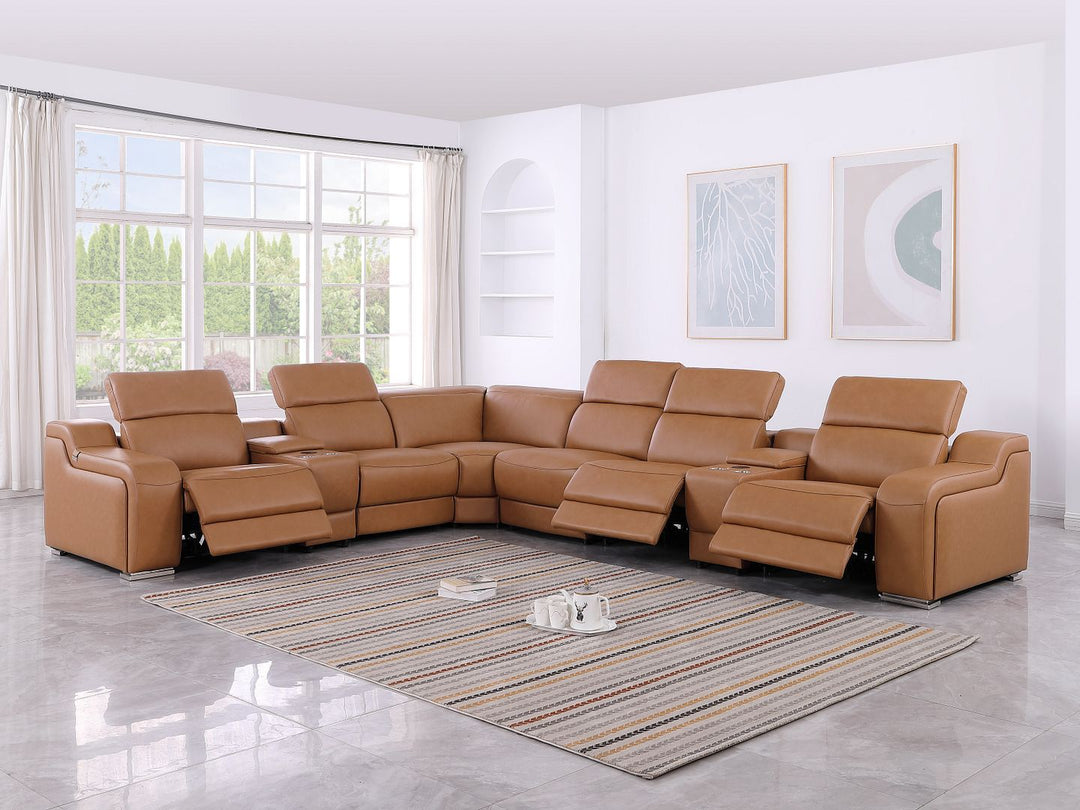 1116 - 8-Piece L-Shaped Sectional Sofa In With 3 Power Recliners &amp; Power Headrests