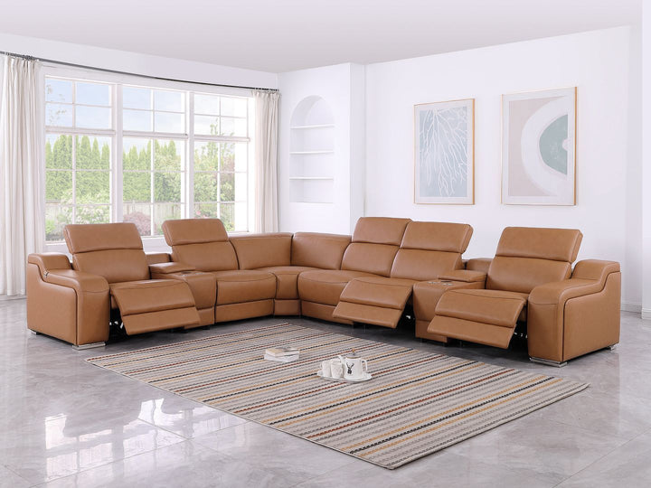 1116 - 8-Piece L-Shaped Sectional Sofa In With 3 Power Recliners &amp; Power Headrests