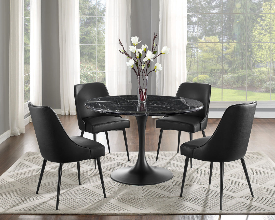 Colfax - Black Marquina Marble Dining Set