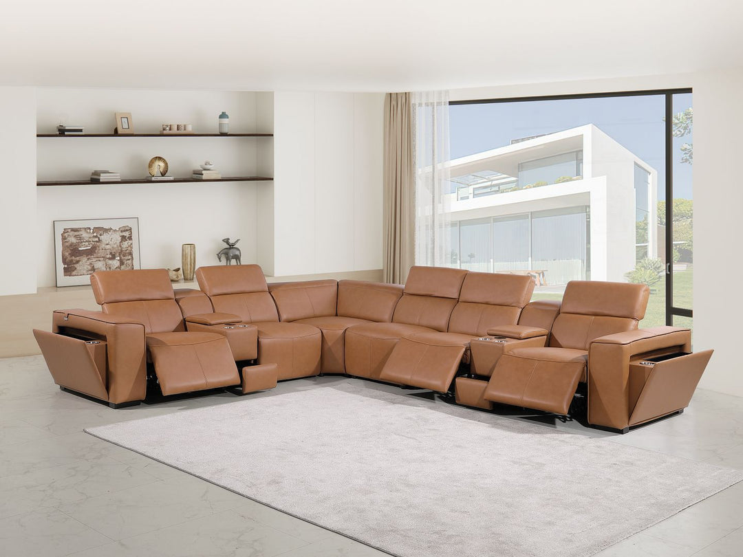 1224 - 8-Piece L-Shaped Sectional Sofa In With 3 Power Recliners &amp; Power Headrests