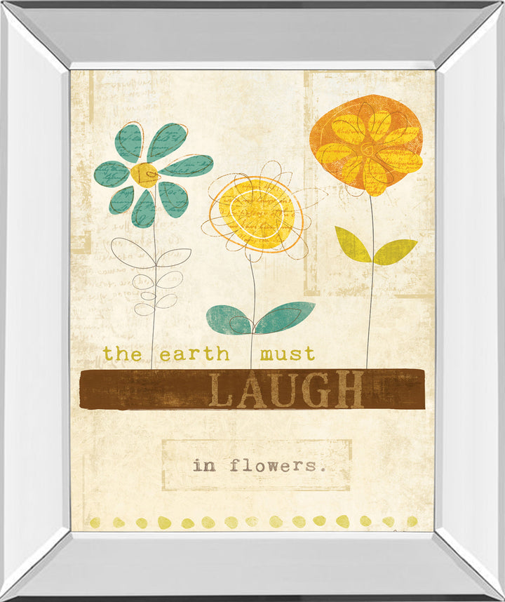 Laugh In Flowers By Mollie B - Mirror Framed Print Wall Art - Orange