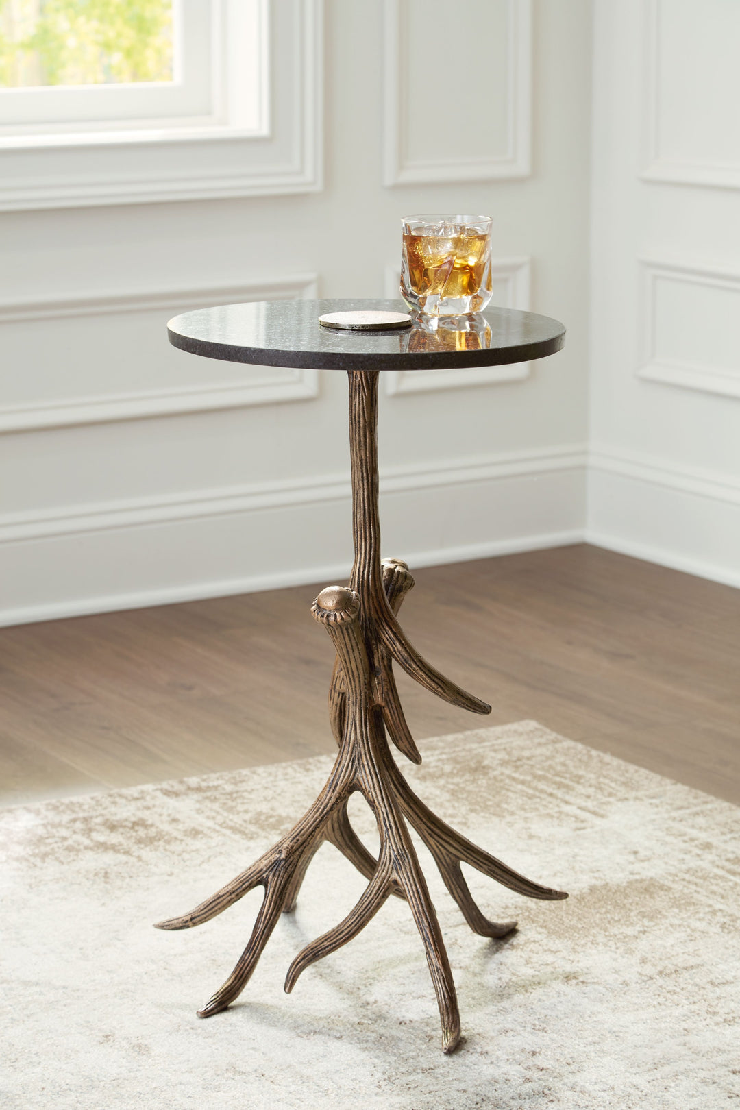 Lemkins - Black / Antique Gold Finish - Accent Table